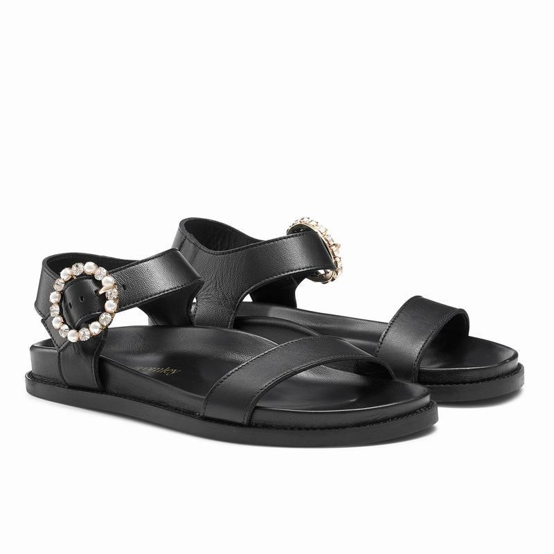 Black Russell And Bromley Ariel Women's Flat Sandals | IIP1489AF
