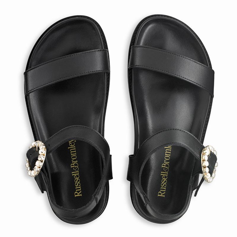 Black Russell And Bromley Ariel Women's Flat Sandals | IIP1489AF