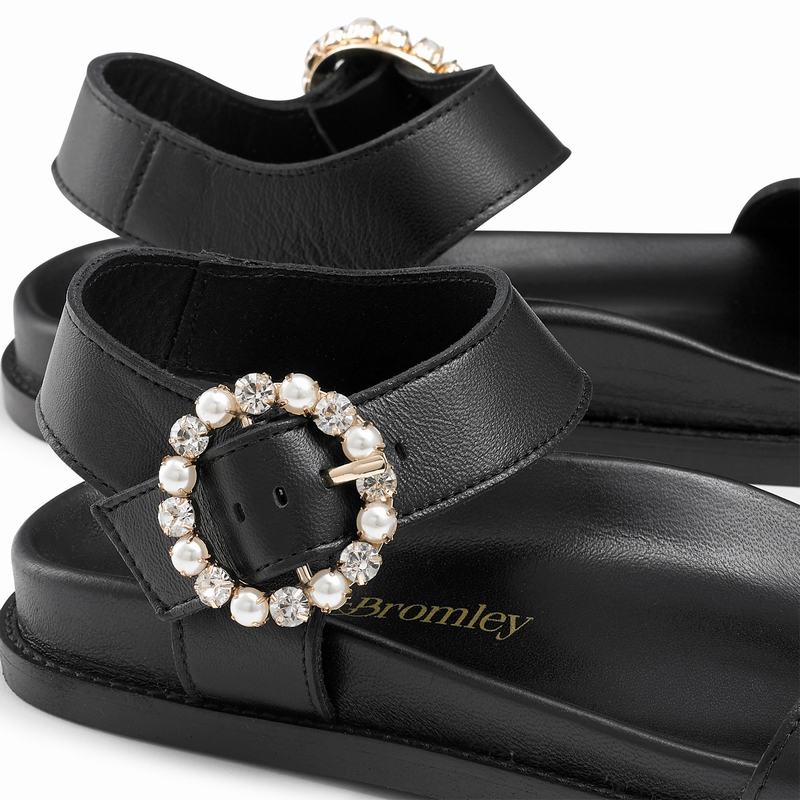 Black Russell And Bromley Ariel Women's Flat Sandals | IIP1489AF