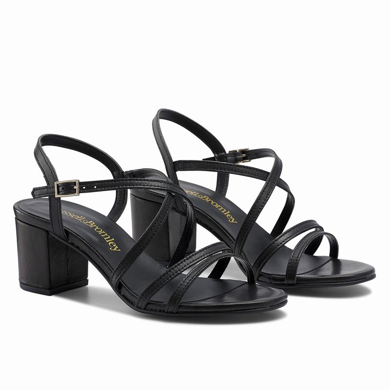 Black Russell And Bromley Barely Women's Heeled Sandals | KOD7560DO
