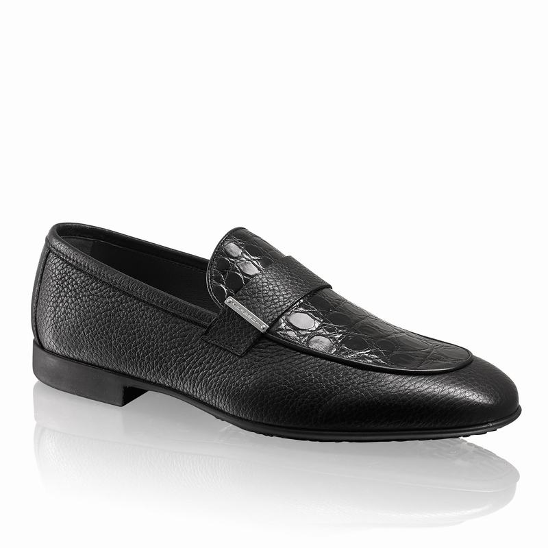 Black Russell And Bromley Bellagio Men's Slip On Shoes | KFI6110RQ