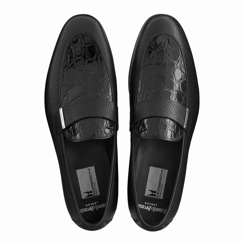 Black Russell And Bromley Bellagio Men's Slip On Shoes | KFI6110RQ