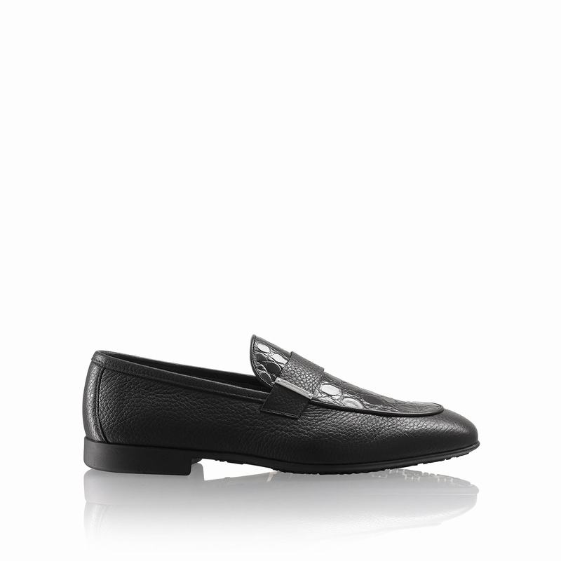 Black Russell And Bromley Bellagio Men\'s Slip On Shoes | KFI6110RQ