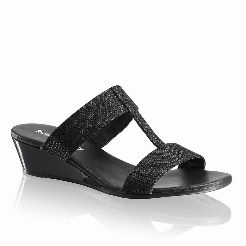 Black Russell And Bromley Bellina Women's Wedge Sandals | NLG1082XD
