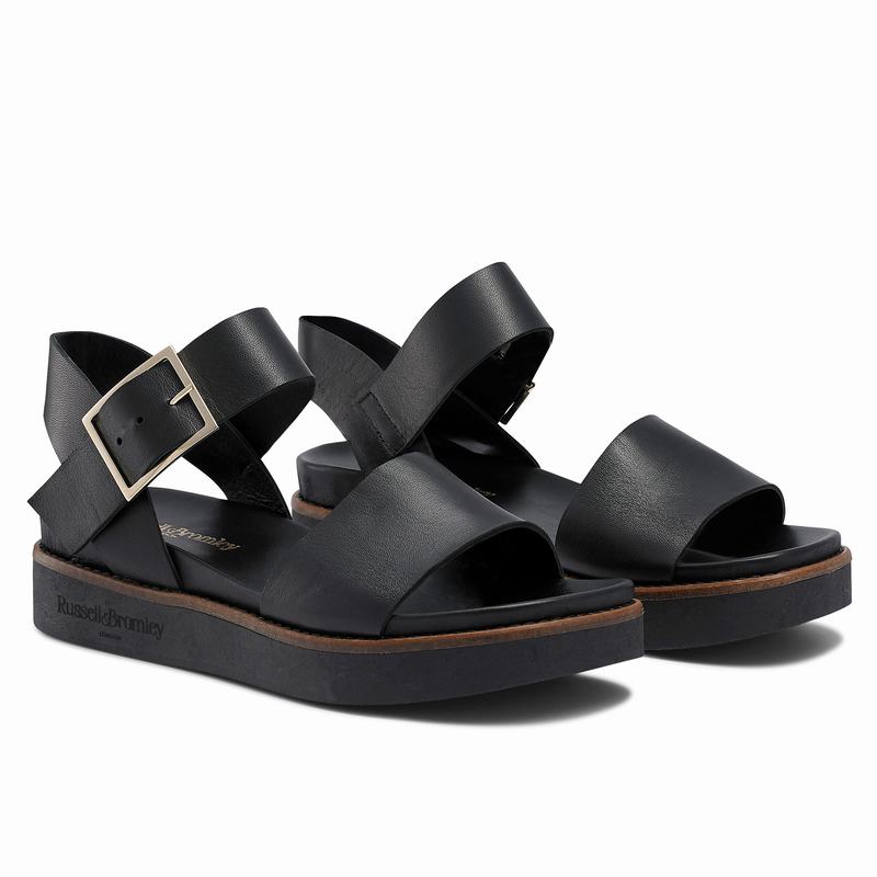 Black Russell And Bromley Boston Women's Wedge Sandals | WMX1121CG