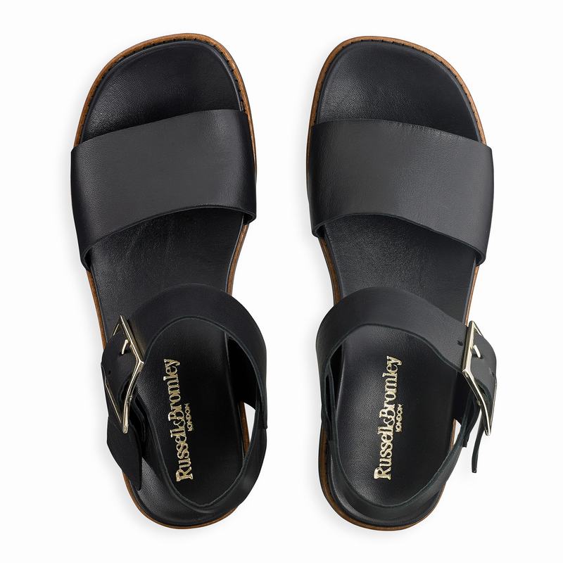 Black Russell And Bromley Boston Women's Wedge Sandals | WMX1121CG
