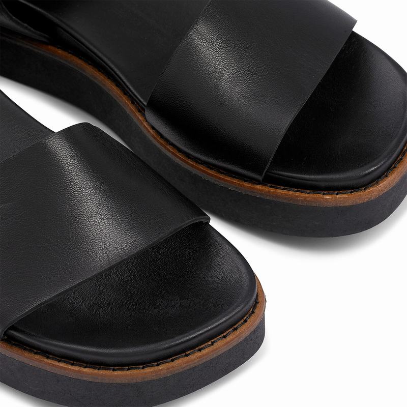 Black Russell And Bromley Boston Women's Wedge Sandals | WMX1121CG