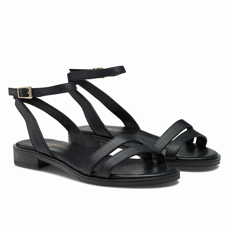 Black Russell And Bromley Brooklyn Women's Flat Sandals | UEE457FP