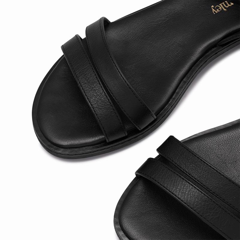 Black Russell And Bromley Brooklyn Women's Flat Sandals | UEE457FP
