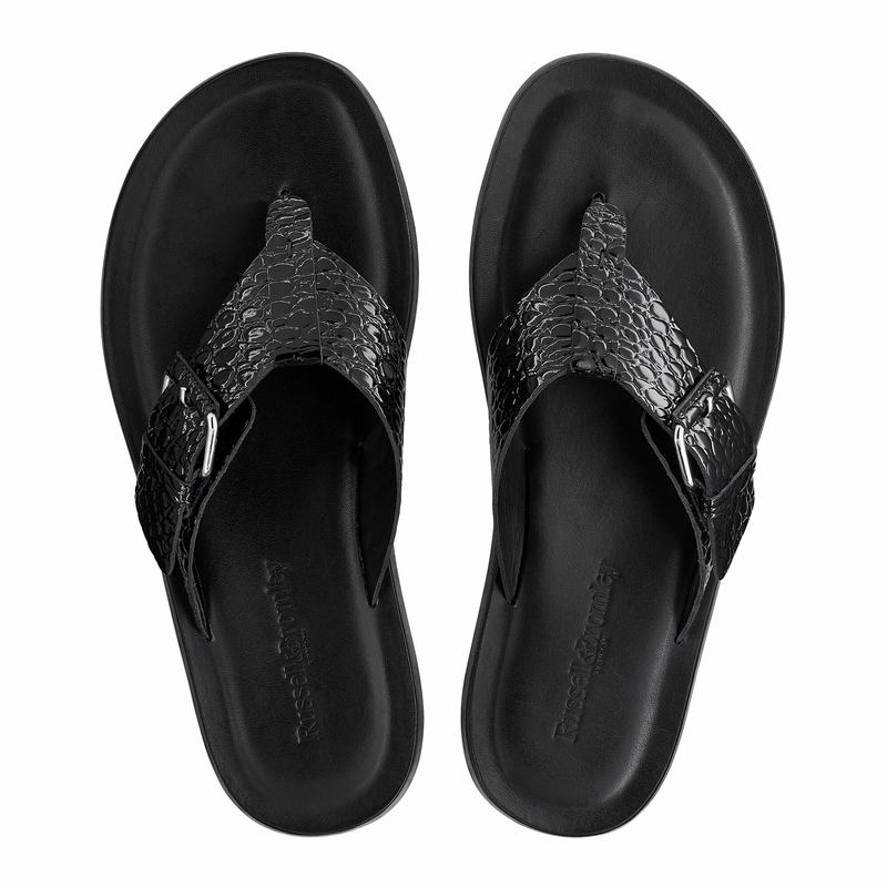 Black Russell And Bromley Buckle Up Men's Sandals | HYJ8235BG