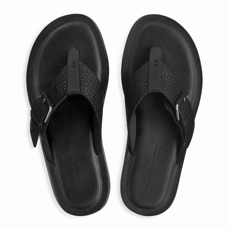 Black Russell And Bromley Buckle Up Men's Sandals | KKN6826RO
