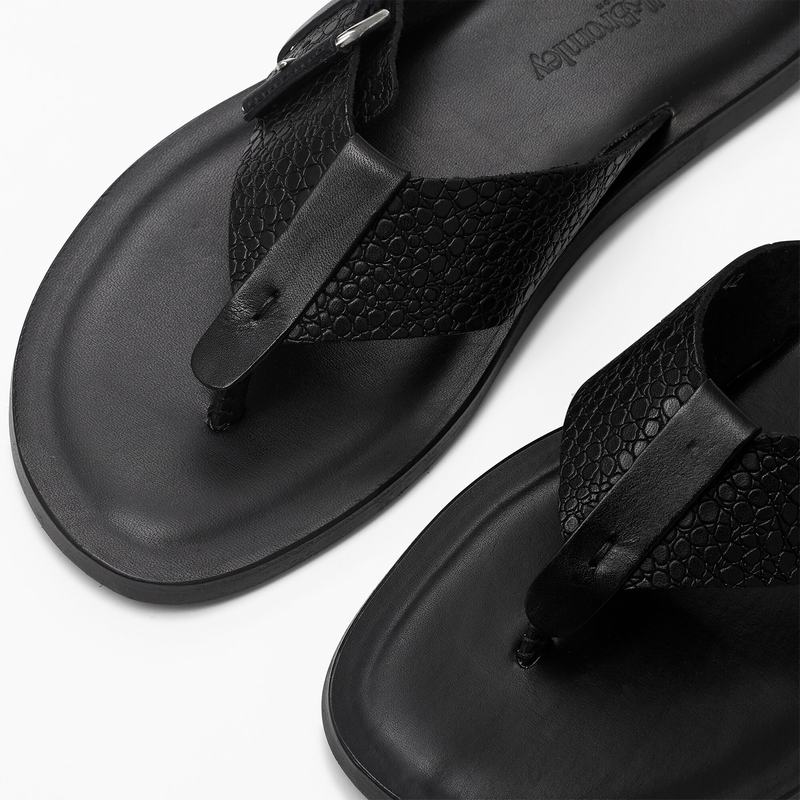 Black Russell And Bromley Buckle Up Men's Sandals | KKN6826RO