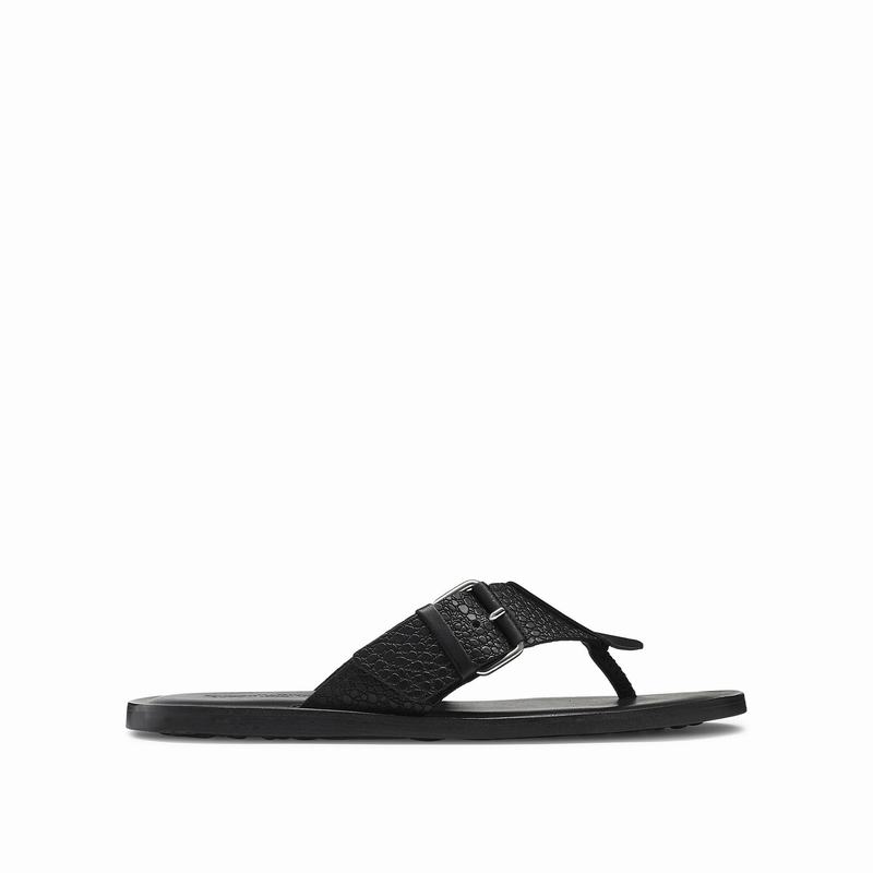 Black Russell And Bromley Buckle Up Men\'s Sandals | KKN6826RO