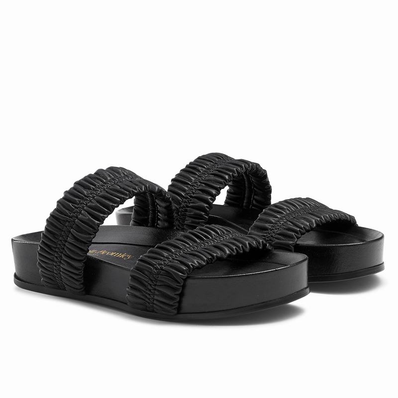 Black Russell And Bromley Busybee Women's Wedge Sandals | CRK9738RN