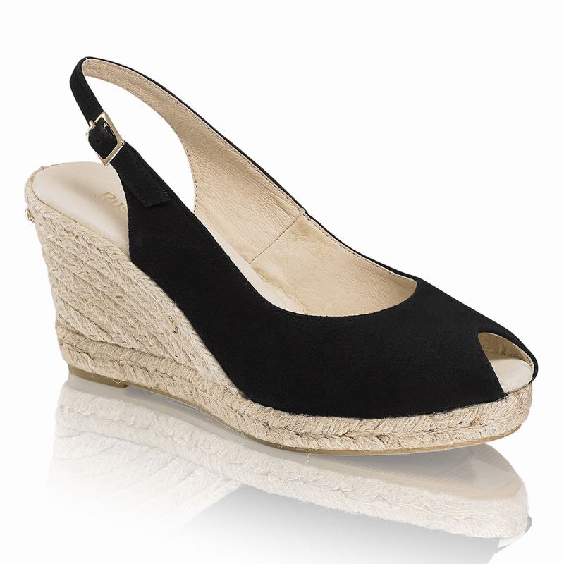 Black Russell And Bromley Candyfloss Women's Espadrilles | LJD6047KG