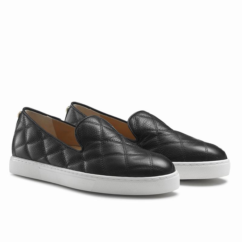 Black Russell And Bromley Casaquilt Women's Slip On Trainers | PIP4126IJ