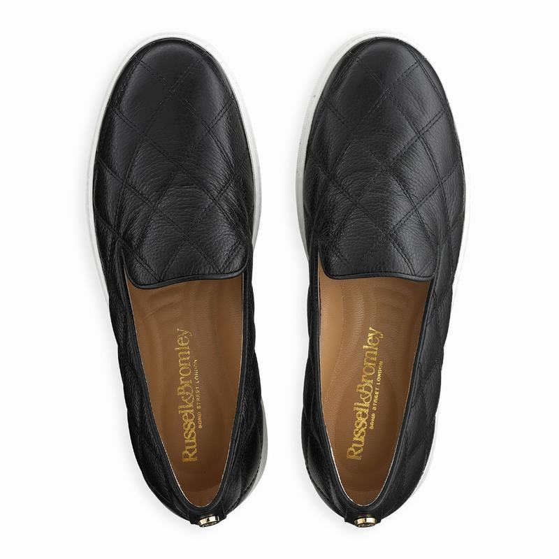 Black Russell And Bromley Casaquilt Women's Slip On Trainers | PIP4126IJ
