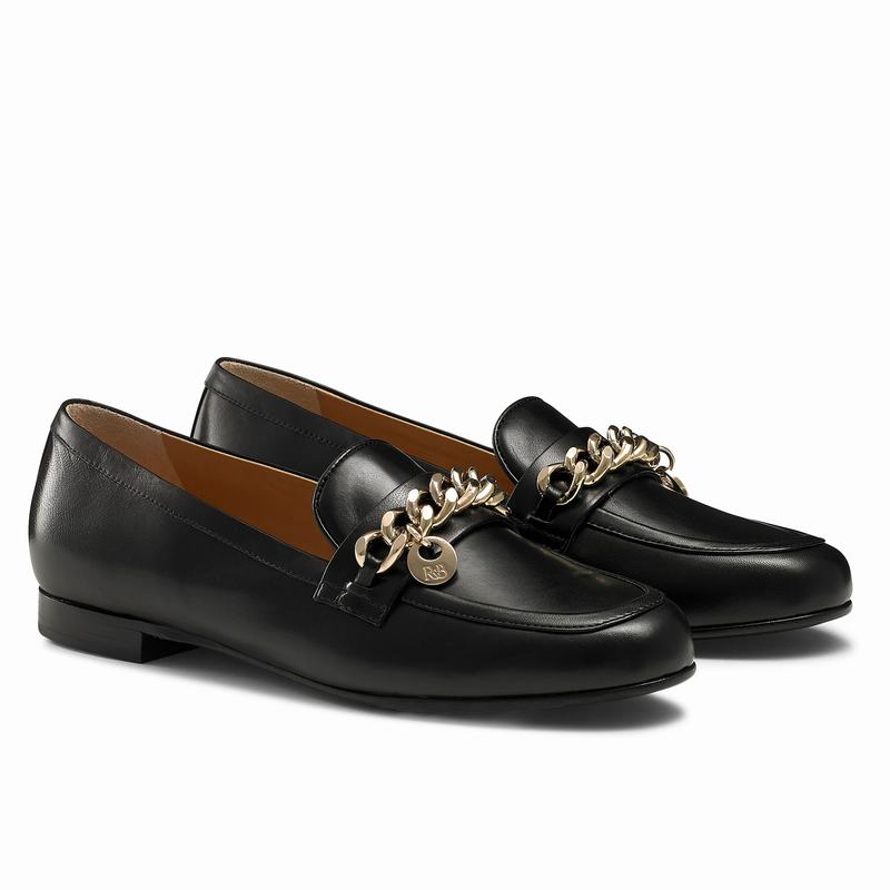 Black Russell And Bromley Chitchat Women's Loafers | QZM5239DR