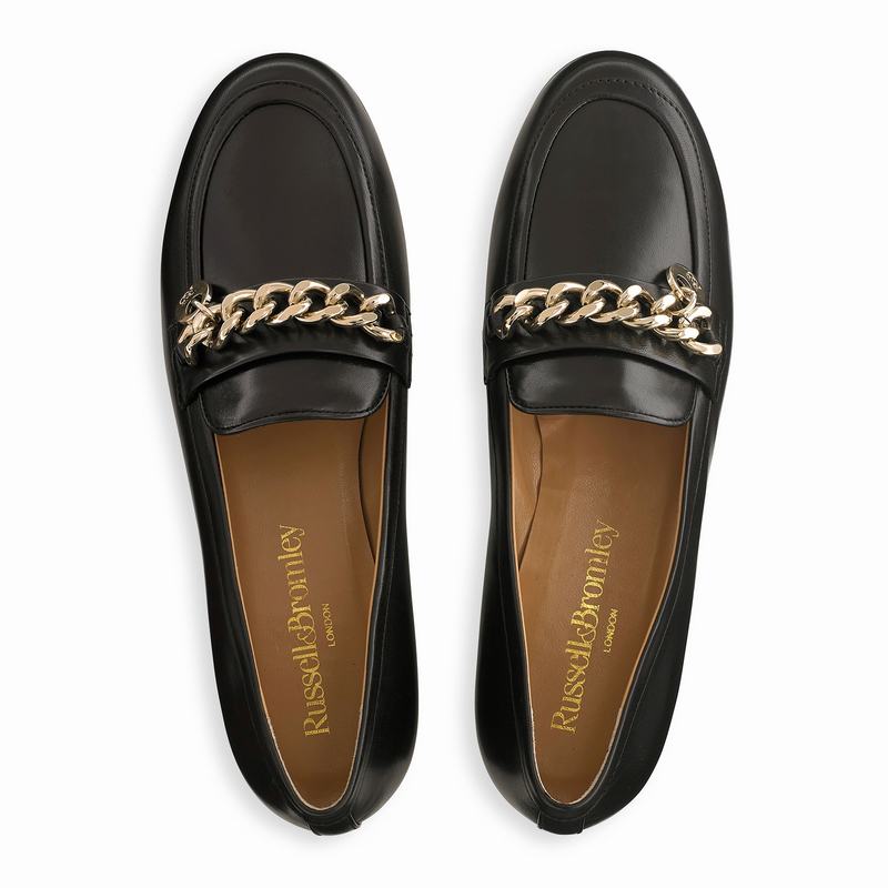 Black Russell And Bromley Chitchat Women's Loafers | QZM5239DR