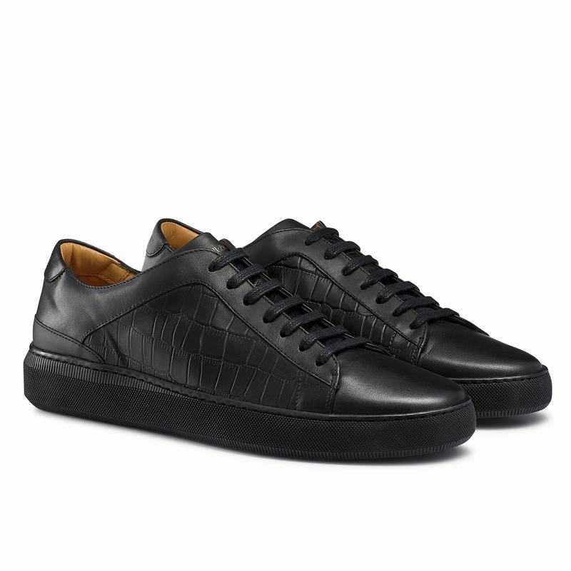 Black Russell And Bromley Clear Run Men's Low Top Sneakers | FES3220VO