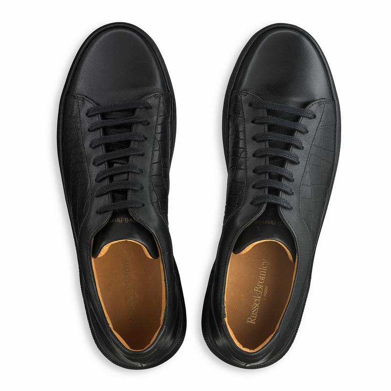 Black Russell And Bromley Clear Run Men's Low Top Sneakers | FES3220VO