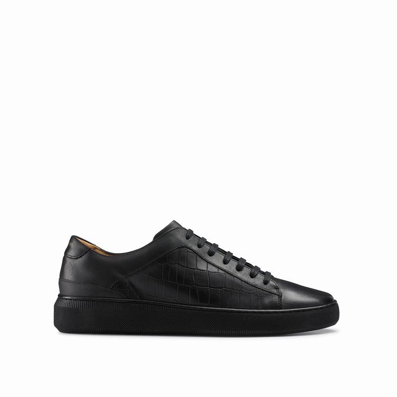 Black Russell And Bromley Clear Run Men\'s Low Top Sneakers | FES3220VO