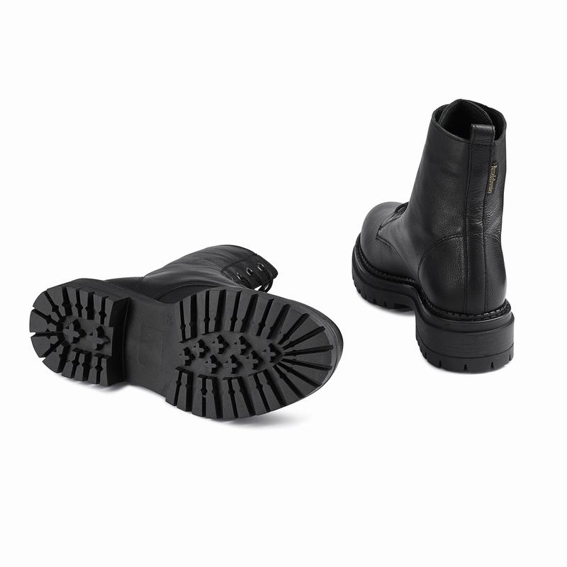 Black Russell And Bromley Combat Women's Ankle Boots | UEI1942JD