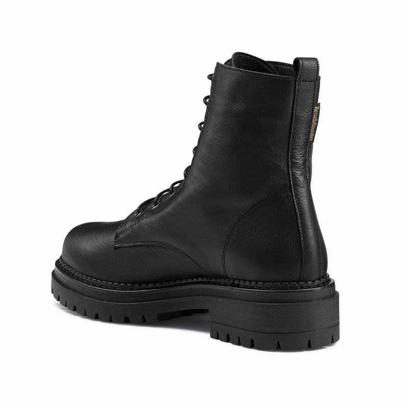Black Russell And Bromley Combat Women's Ankle Boots | UEI1942JD