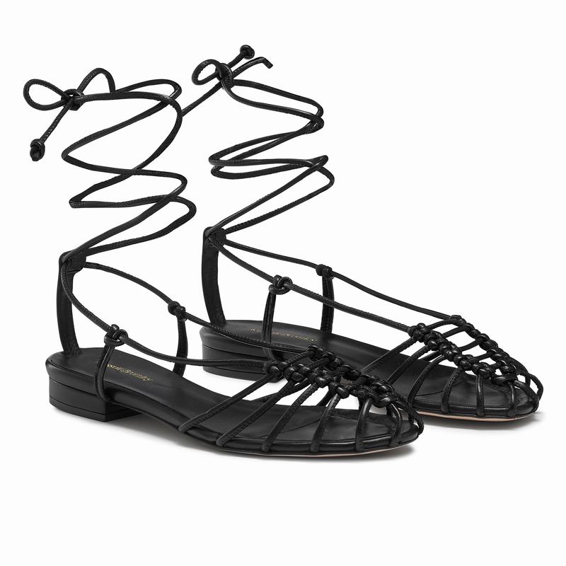 Black Russell And Bromley Connectlow Women's Flat Sandals | BKP86FK