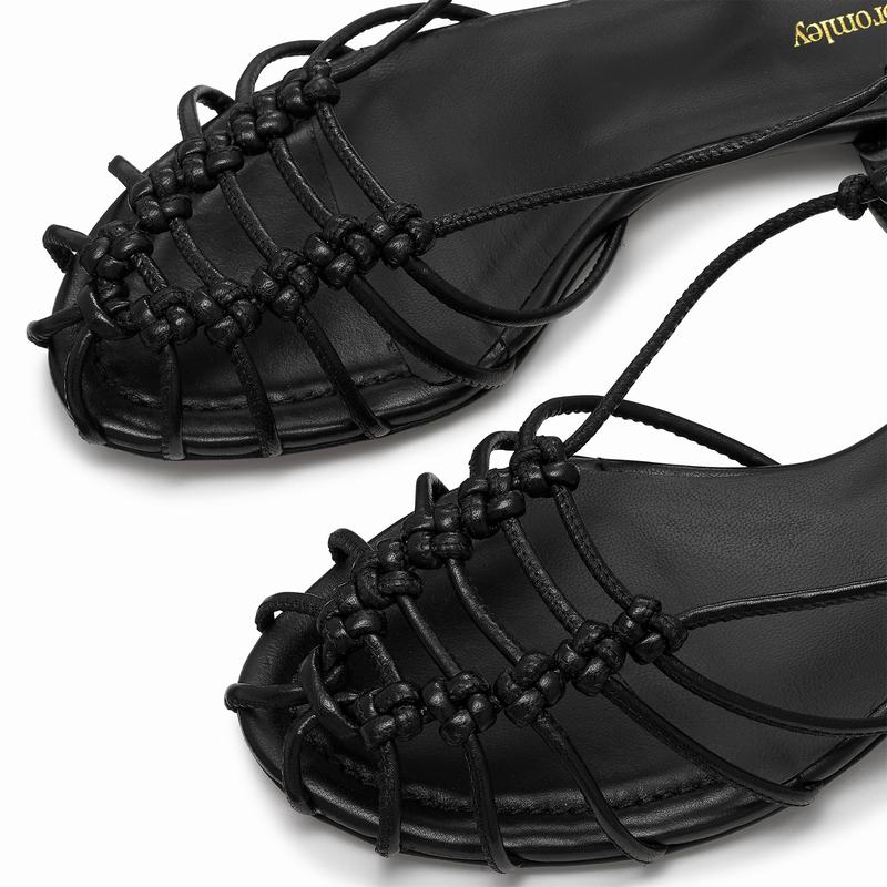 Black Russell And Bromley Connectlow Women's Flat Sandals | BKP86FK