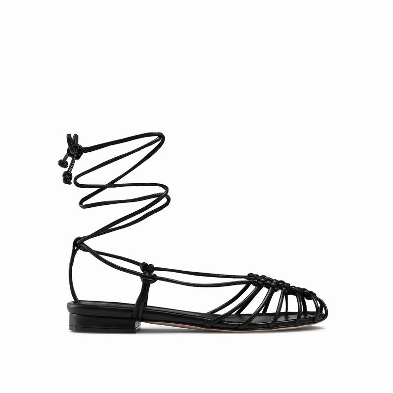 Black Russell And Bromley Connectlow Women\'s Flat Sandals | BKP86FK