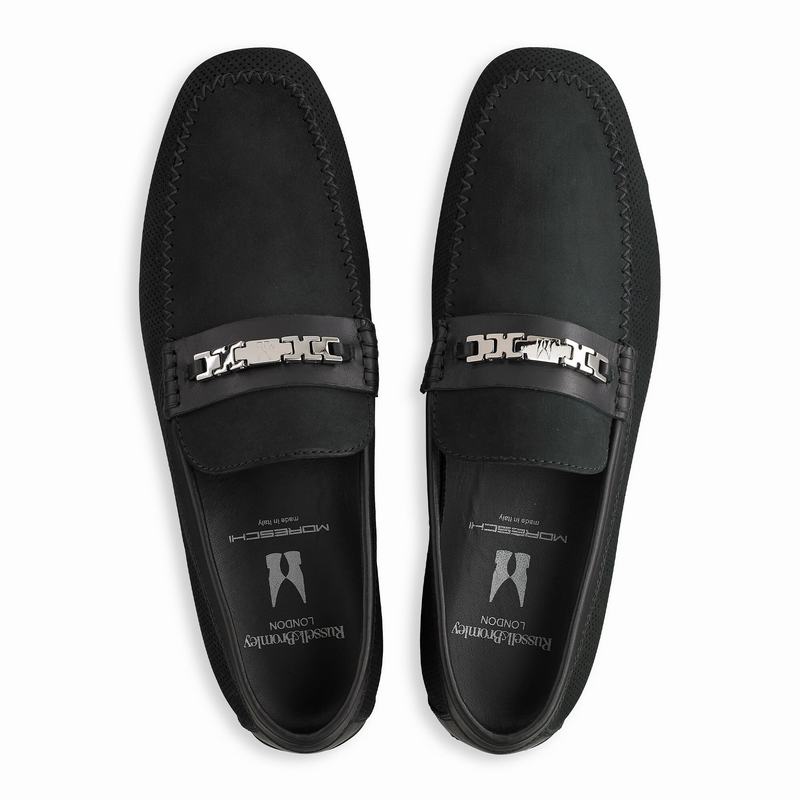 Black Russell And Bromley Crossover Men's Loafers | KUP9941TZ