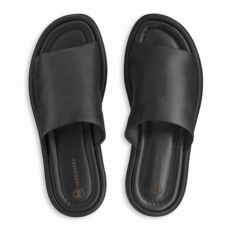 Black Russell And Bromley Flat Bed Men's Sliders | ZKT5394KK