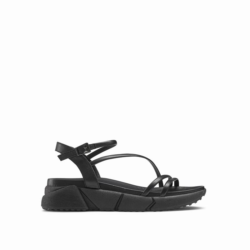 Black Russell And Bromley Flexible Women\'s Wedge Sandals | DZH1842WO