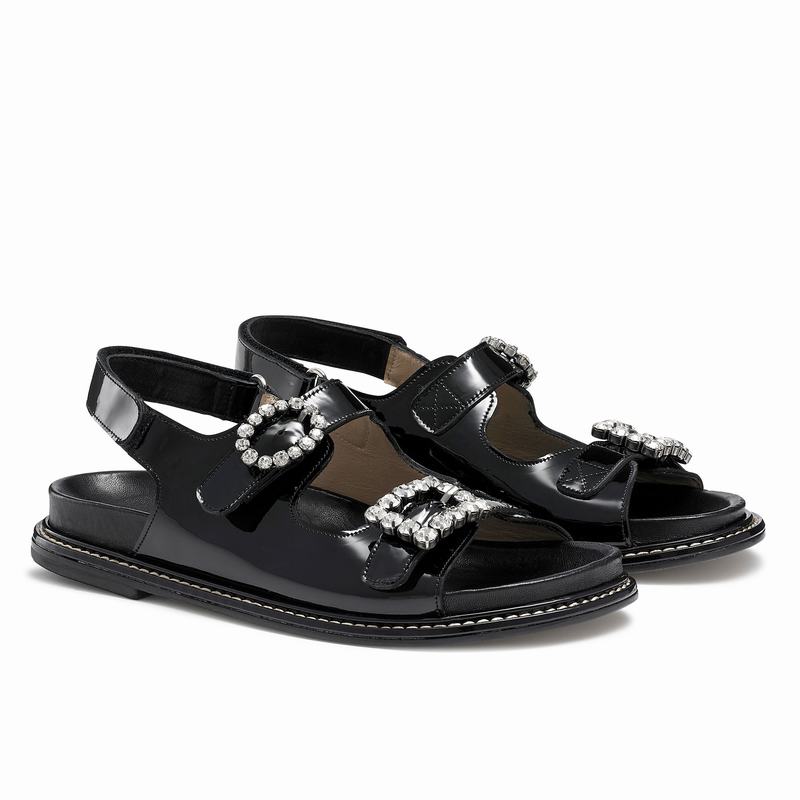 Black Russell And Bromley Glamour Women's Flat Sandals | VPA2443WT