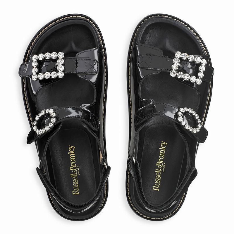 Black Russell And Bromley Glamour Women's Flat Sandals | VPA2443WT