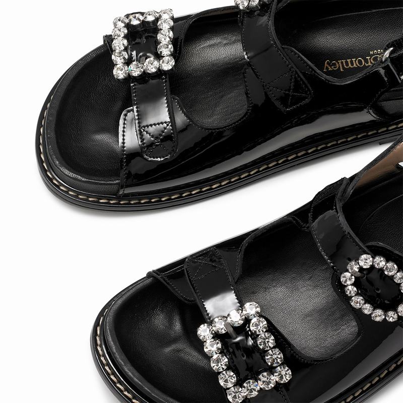 Black Russell And Bromley Glamour Women's Flat Sandals | VPA2443WT
