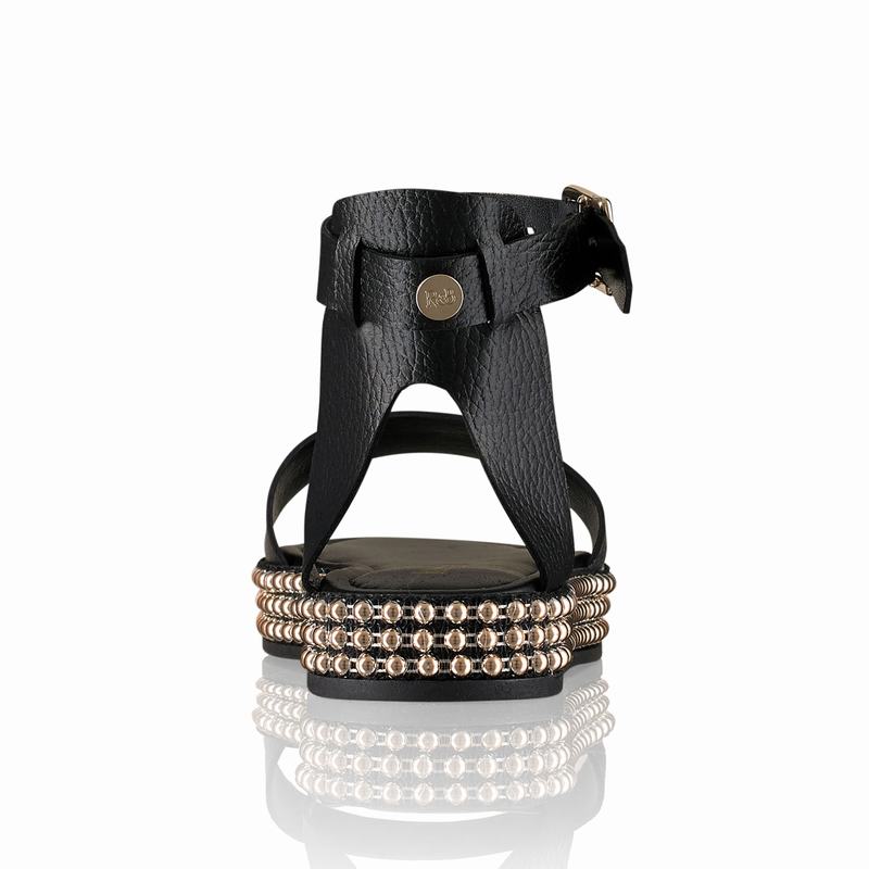 Black Russell And Bromley Gold Coast Women's Wedge Sandals | GNB1691AN