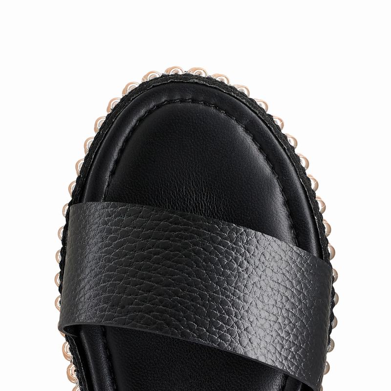 Black Russell And Bromley Gold Coast Women's Wedge Sandals | GNB1691AN