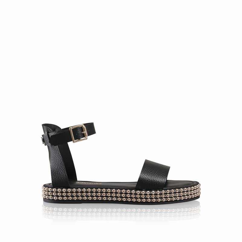Black Russell And Bromley Gold Coast Women\'s Wedge Sandals | GNB1691AN