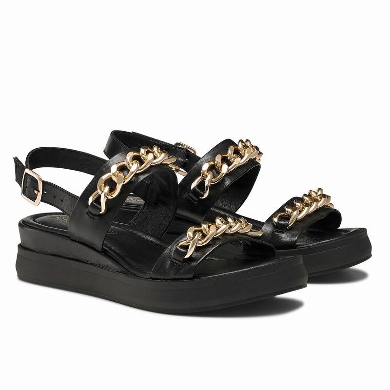 Black Russell And Bromley Goldie Women's Wedge Sandals | RAN2066FM