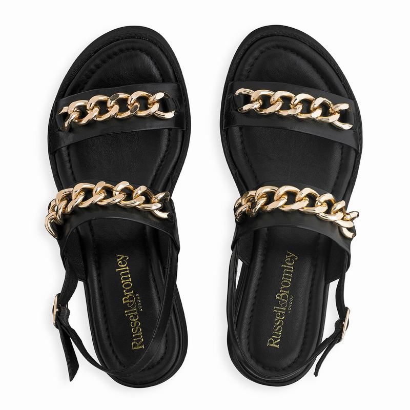 Black Russell And Bromley Goldie Women's Wedge Sandals | RAN2066FM