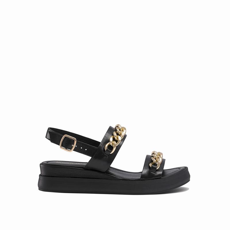 Black Russell And Bromley Goldie Women\'s Wedge Sandals | RAN2066FM