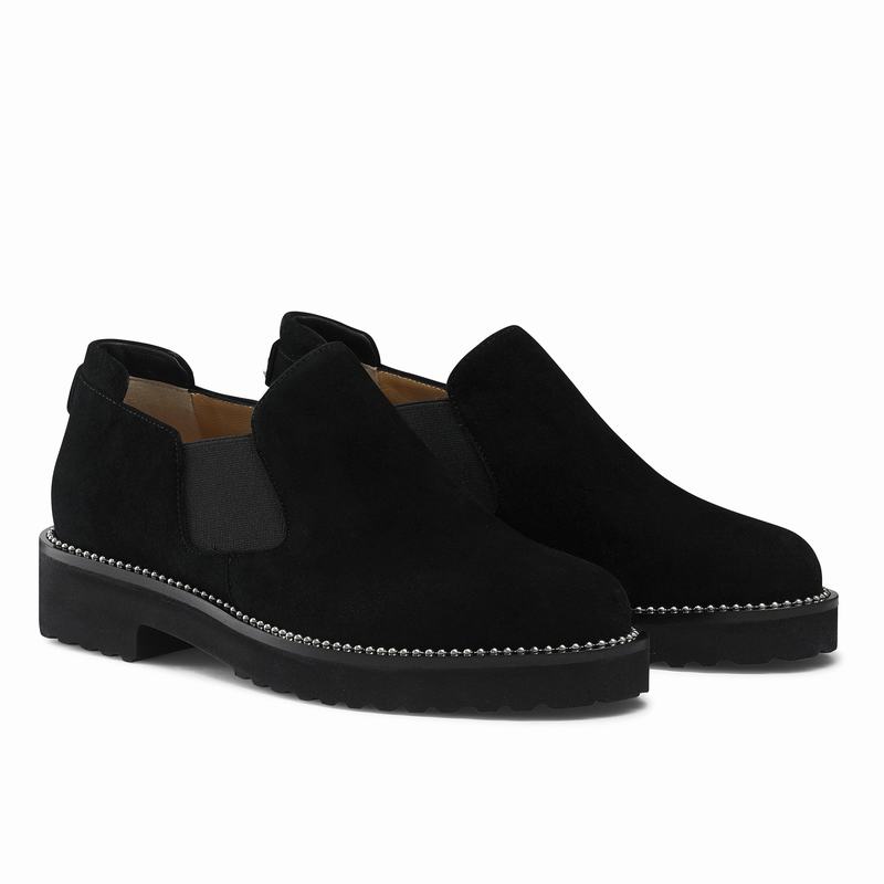 Black Russell And Bromley Grid Women's Loafers | BAJ5948GL