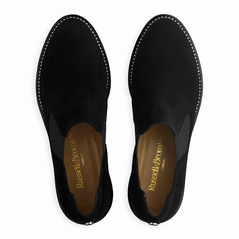 Black Russell And Bromley Grid Women's Loafers | BAJ5948GL