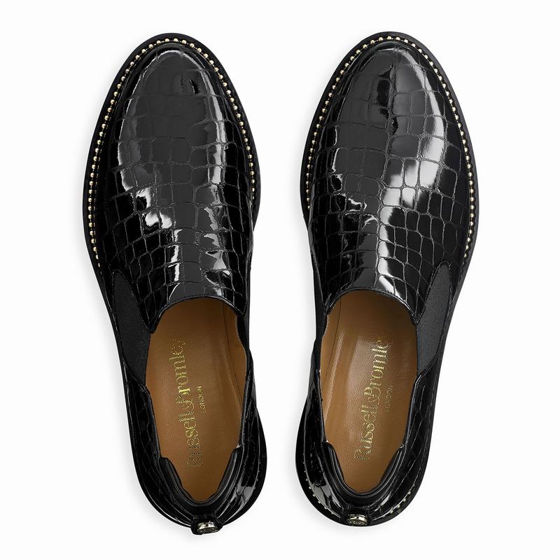 Black Russell And Bromley Grid Women's Loafers | BWG9096GD