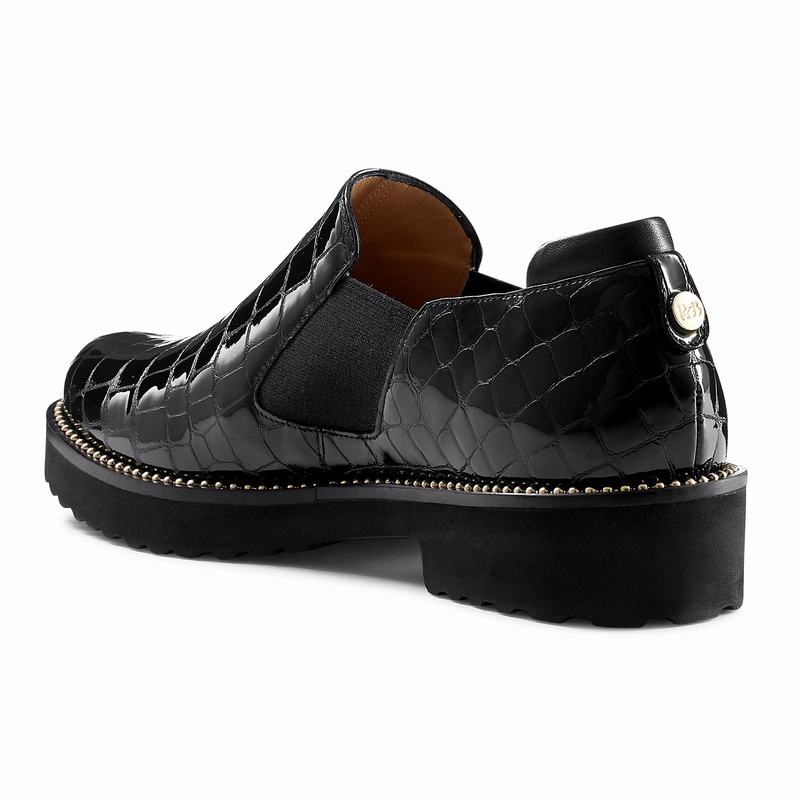 Black Russell And Bromley Grid Women's Loafers | BWG9096GD