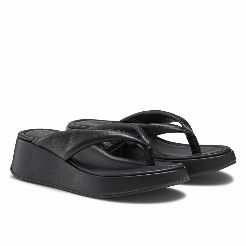 Black Russell And Bromley Hoxton Women's Wedge Sandals | FRO2641JX