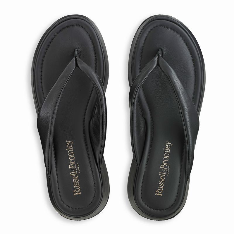 Black Russell And Bromley Hoxton Women's Wedge Sandals | FRO2641JX