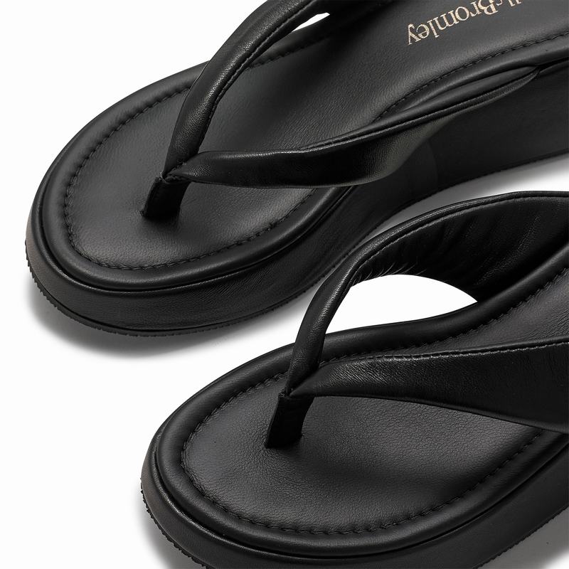 Black Russell And Bromley Hoxton Women's Wedge Sandals | FRO2641JX